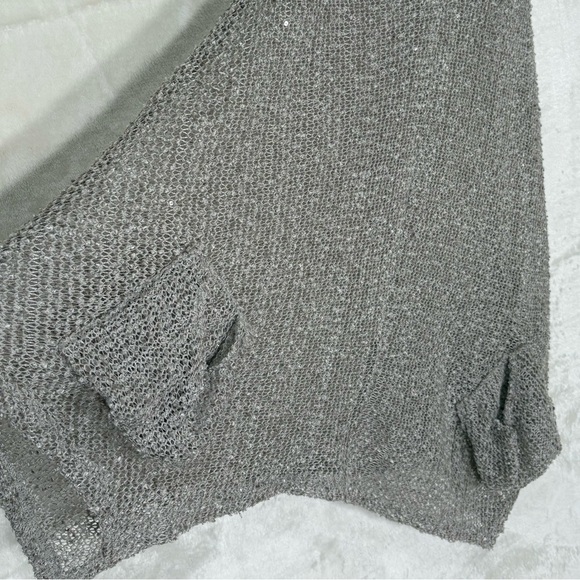 Adorn Women Boho Tank Dress Tunic Top Open Knit Sequins Sheer Light Gray sz L/XL - Picture 14 of 14